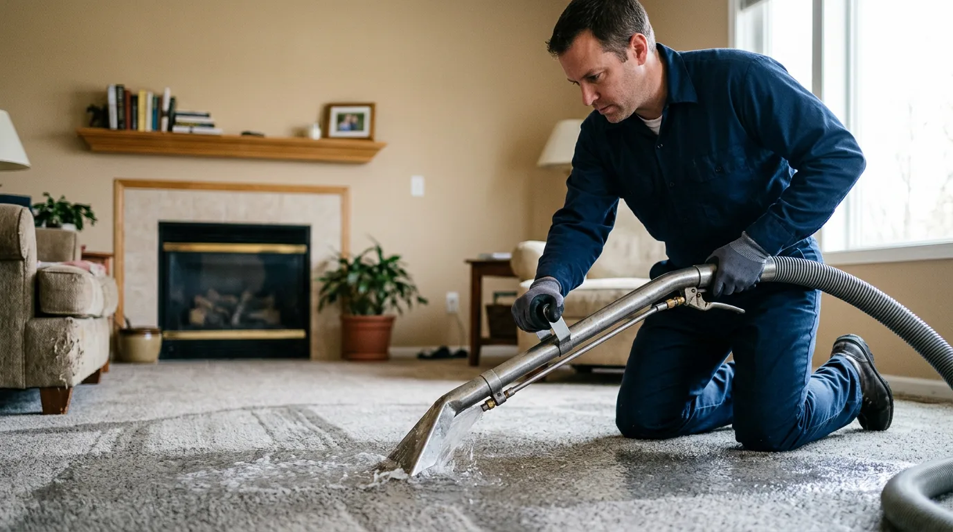 Water damage restoration technician working near Redding, CA